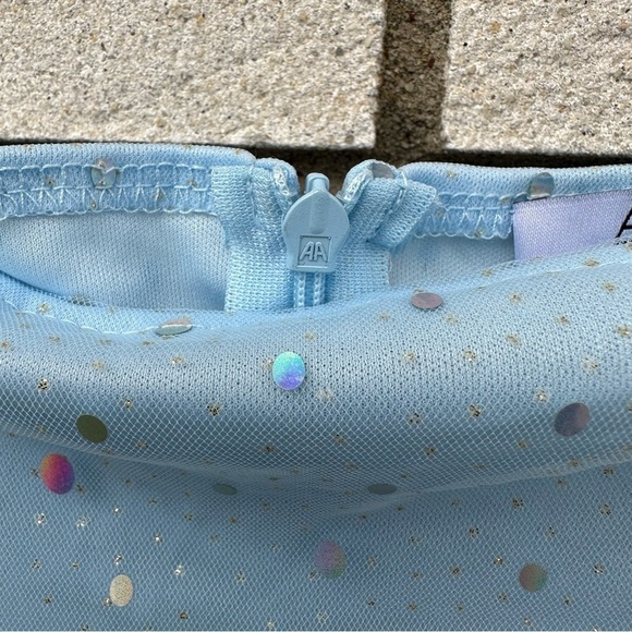 NWT Area Stars Stardust Light Blue Sparkle Mesh Mini Dress | Large - Picture 7 of 14